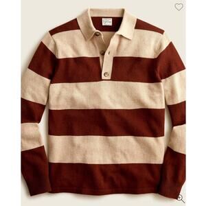 J. CREW Rugged merino polo rugby sweater in stripe Sz S
